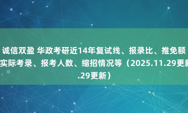 诚信双盈 华政考研近14年复试线、报录比、推免额、实际考录、报考人数、缩招情况等（2025.11.29更新）
